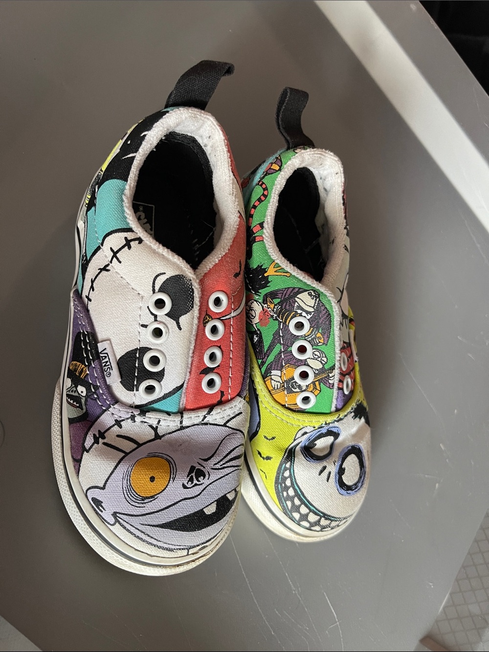 Size 8 Kids Slip-On Sneakers - Multi-Color Nightmare Print